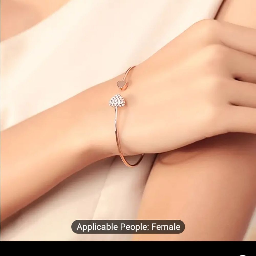 Women's bracelet rhinestone love‎ heart bangle new e27